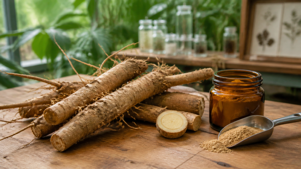 Tongkat Ali roots and extract prepared for quality assessment