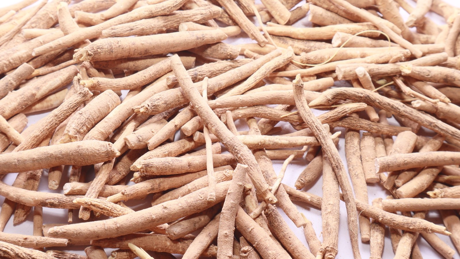 A high-resolution view of authentic dried Ashwagandha roots (Withania somnifera) rich in bioactive withanolides