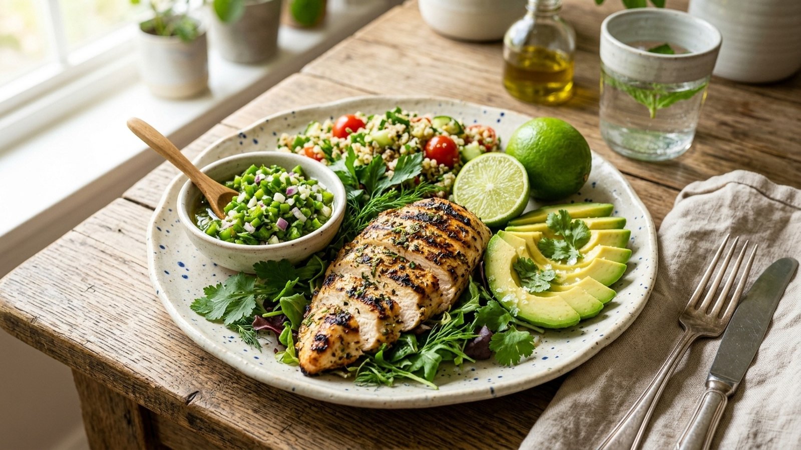 Green Chili Salsa and Vitality Nutrition Meal